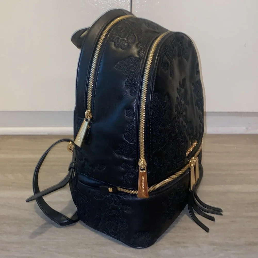 Michael Kors Black Embroidered Rhea Backpack - Picture 5 of 9